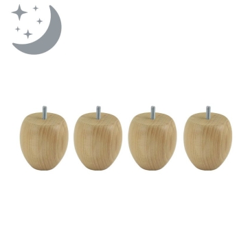 Ce jeu de 4 pieds boule en bois naturel rehausse de 9cm