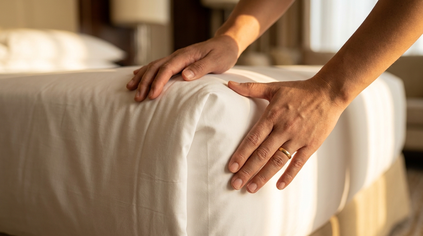 Pliage parfait d'un drap housse