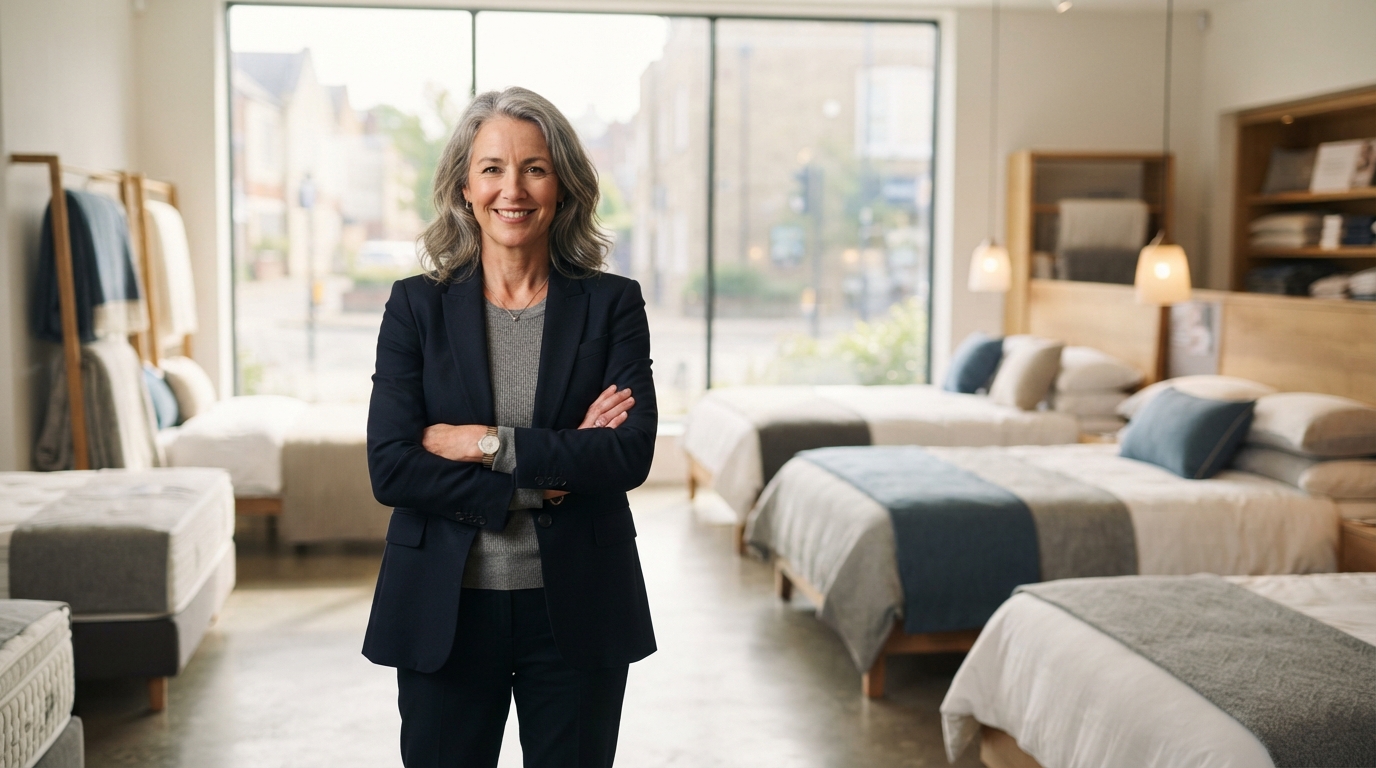 Entrepreneur commerçant dans un showroom Ma Literie Française